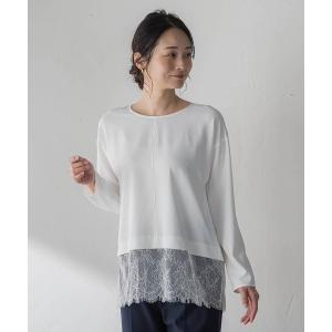 ブラウス シャツ 裾レースジョーゼットブラウス レディース