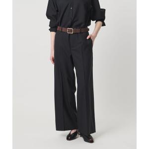 スラックス パンツ ノータック ストレート ワイドパンツ レディース