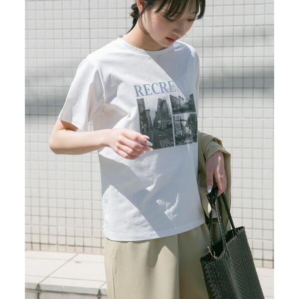 tシャツ 箔プリントフォトTシャツ レディース