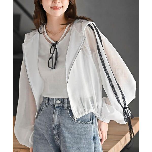 ブルゾン アウター レースリボントラックフードシアージャケット レディース