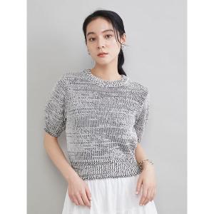 ニット セーター ミックスヤーンハーフスリーブニット レディース