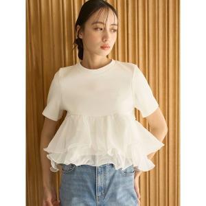 tシャツ 「WEB限定カラーあり」ボリュームペプラムドッキングカットプルオーバー レディース