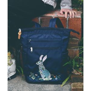 トートバッグ 「glanta」かくれんぼうさぎ刺繍　2WAYリュック＆トートバッグ レディース