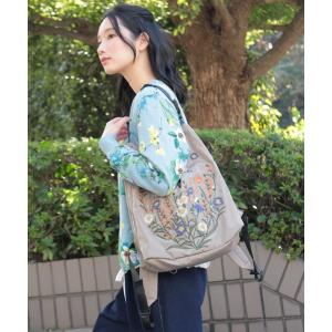 トートバッグ 「glanta」マーガレットライズ刺繍　2WAYソフトリュック＆トートバッグ レディース