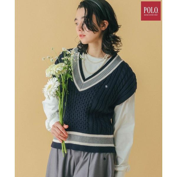 ベスト ジレ 「POLO BCS/ポロ・ビーシーエス」別注/ラインチルデンニットベスト レディース