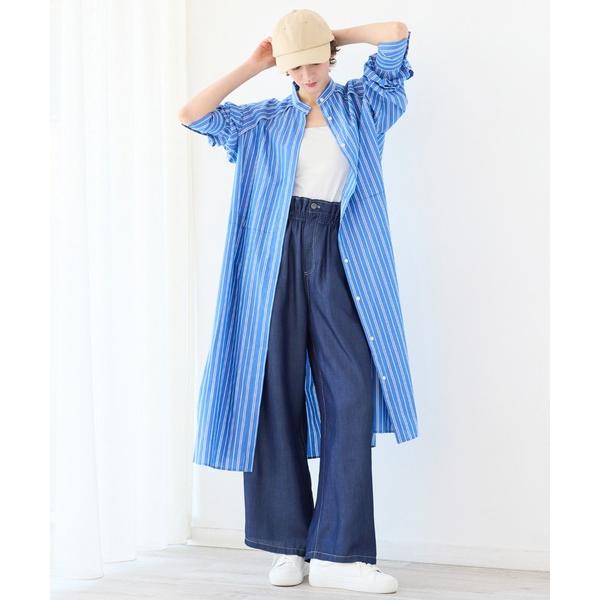 パンツ 「洗える」シャンブレーデニムトラウザー レディース