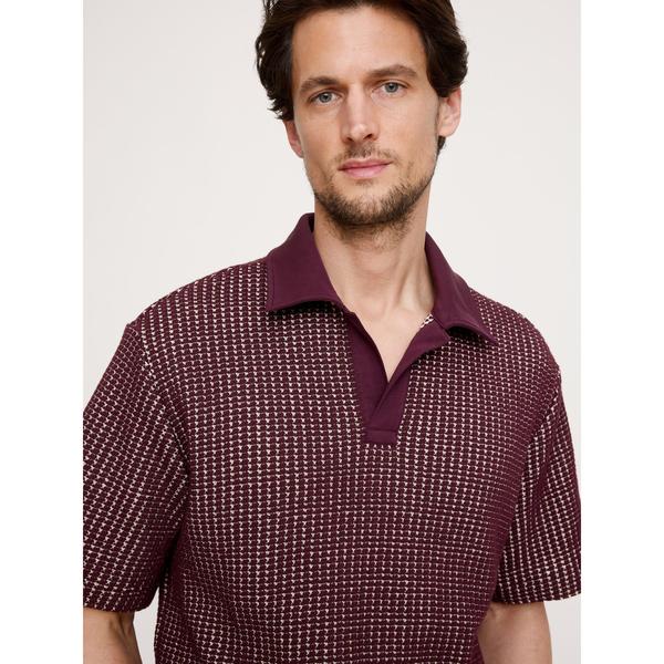 ポロシャツ リラックスフィット ワッフルニット ポロシャツ メンズ