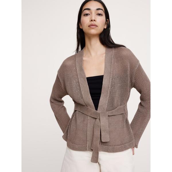 カーディガン エアルーム リネン ラップ カーディガン レディース
