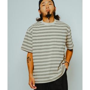 ビックマイク 半袖Tシャツ 橙ボーダー