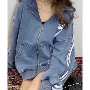 パーカー ナンバーロゴブリーチカラージップパーカー レディース メンズ