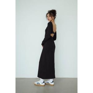 ワンピース Back Adjuster Long Sleeve Rib Dress /パッドinバックアジャスターワンピ