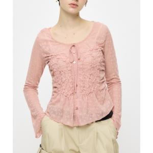 ブラウス シャツ 「EC限定カラー：ブラウン」SHIRRING LACE トップス レディース