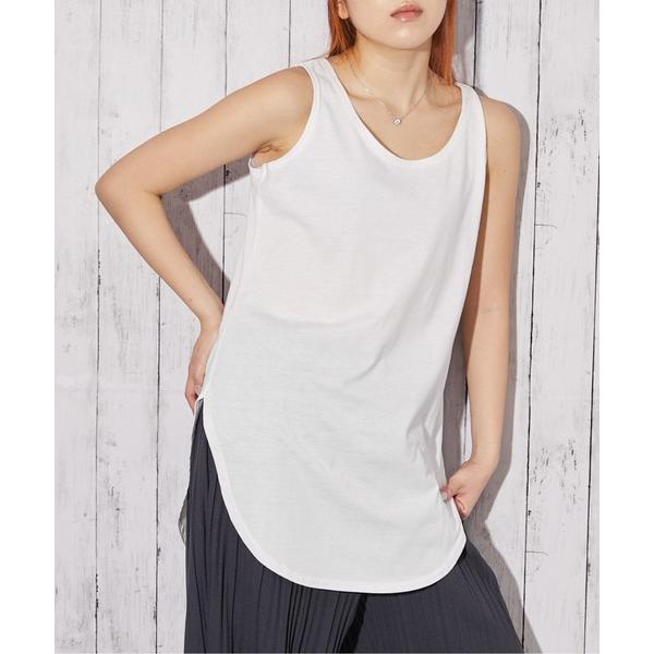 タンクトップ ノースリーブ 「ラウンドヘム　シンプル」タンクトップ／カジュアル／春夏秋／全2色 レデ...