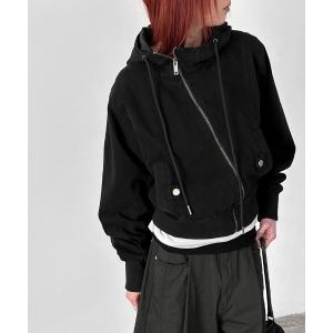 ブルゾン アウター 「MADE」 コットンアンバランスフードジャンパー レディース