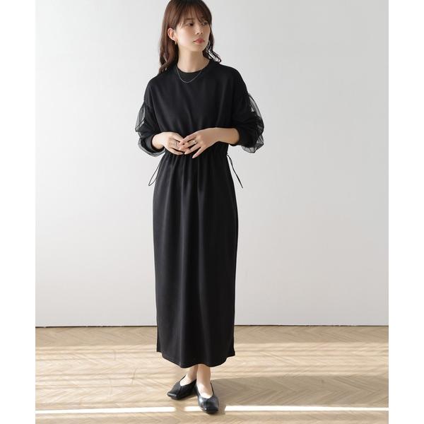 ワンピース チュールスリーブワンピース