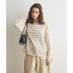 tシャツ フラワーレーストップス レディース