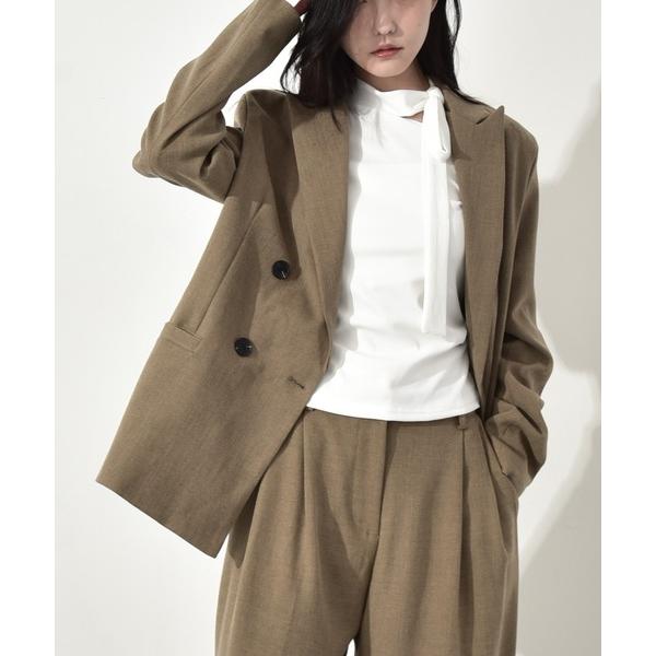 ジャケット テーラードジャケット ドライリネンタッチオーバーサイズテーラードジャケット　セットアップ...