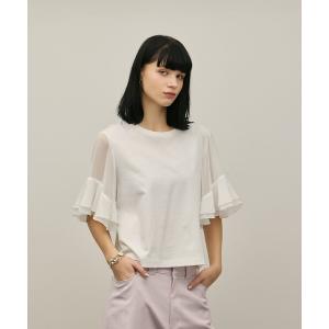 tシャツ 半袖 シフォンスリーブカットトップ レディース