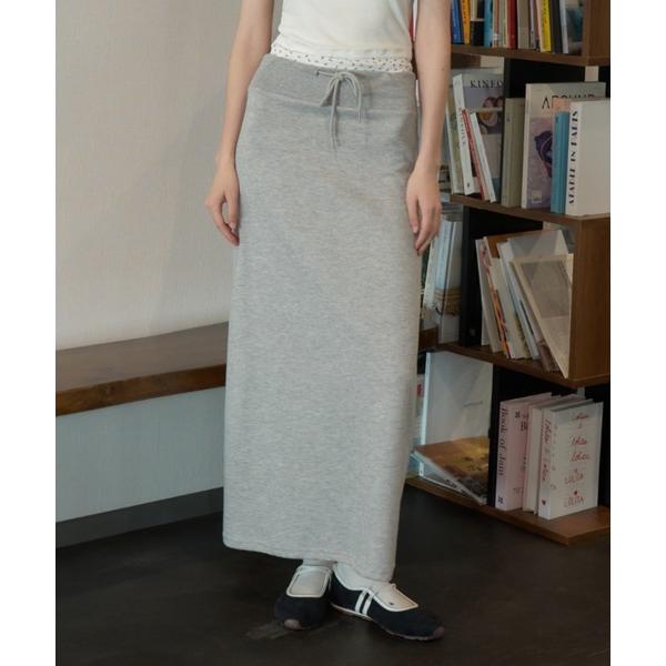 スカート リブマキシスウェットSK/Ribbed maxi sweat skirt