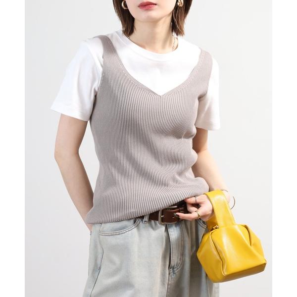 タンクトップ ノースリーブ ニットタンクトップ レディース