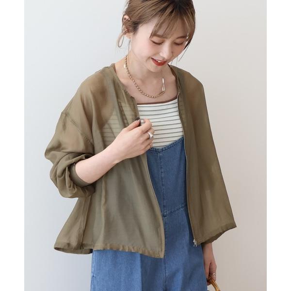 ジャケット ノーカラージャケット 「WEB限定」ノーカラーシアーZIPブルゾン レディース