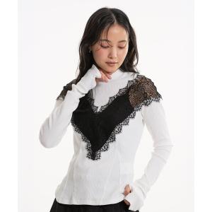 tシャツ 「新作」Vネックレースプルオーバー｜ウォッシャブル/細見え/春服 レディース