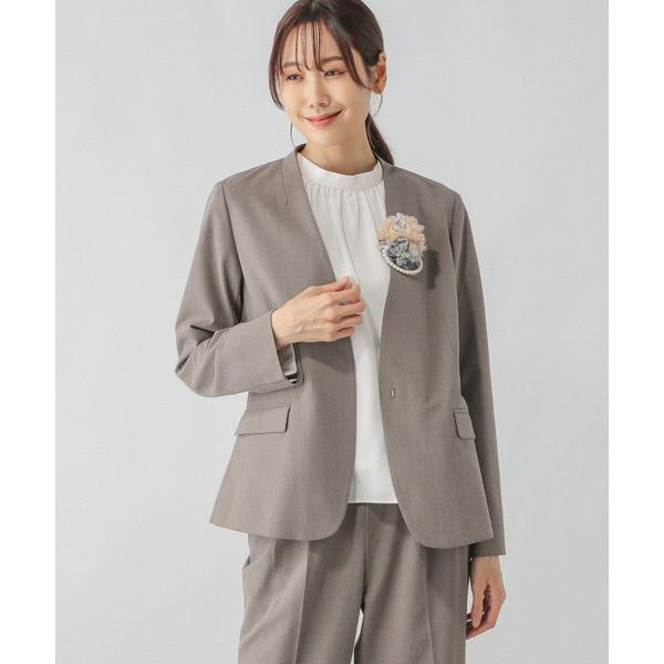 「GLOBAL WORK」 ノーカラージャケット X-LARGE モカ レディース