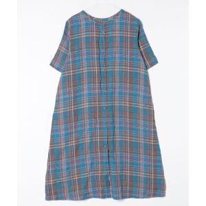 「studio CLIP」 チェック柄半袖ワンピース FREE グレー レディース