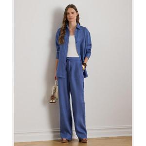 ラルフローレン◇リネン100％ストレートワイドパンツ ビジネスカジュアル L LAUREN RALPH LAUREN（ローレン ラルフローレン） ワイドパンツ
