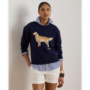 ニット セーター インターシャニット ゴールデン レトリバー セーター レディース