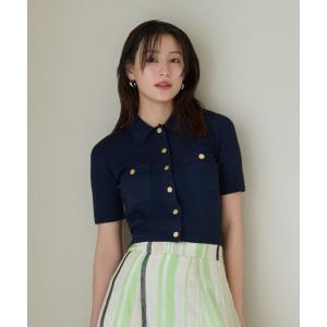 カーディガン ポロカラーハーフスリーブニットカーディガン／ウォッシャブル・接触冷感 レディース