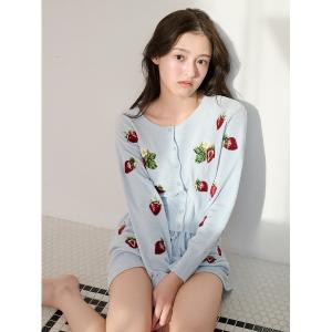 パジャマ ルームウェア ストロベリーニットカーディガン レディース