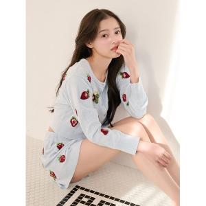パジャマ ルームウェア ストロベリーニットショートパンツ レディース