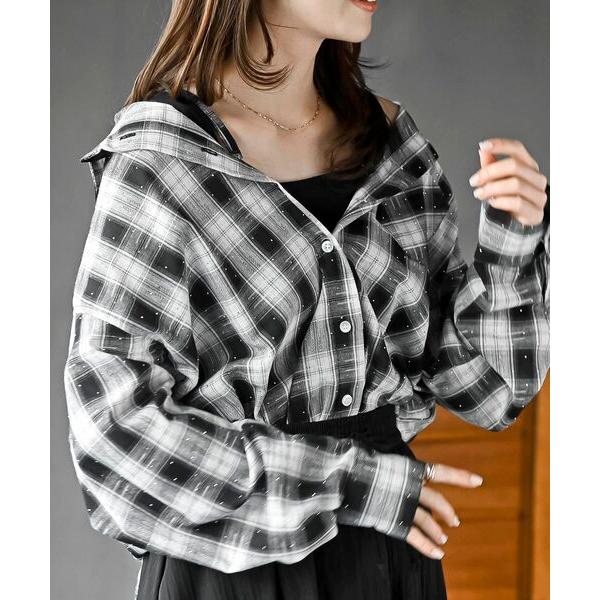 ブラウス シャツ ホットフィックス２ＷＡＹチェックＢＩＧシャツ レディース