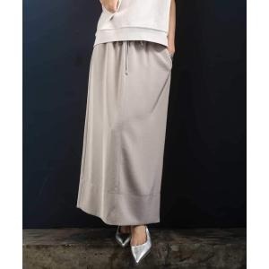 スカート 「リラックスボトム」ダルサテン Iラインスカート