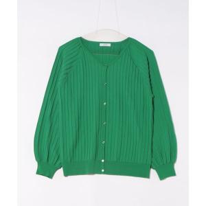 カーディガン プリーツアミVネックカーデ レディース