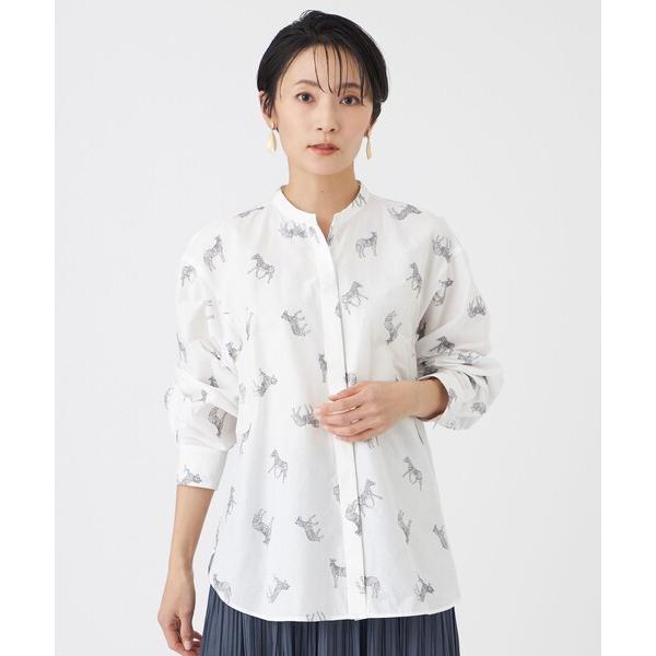 ブラウス シャツ 「カタログ掲載・ウォッシャブル」ゼブラエンブロイダリーシャツ レディース