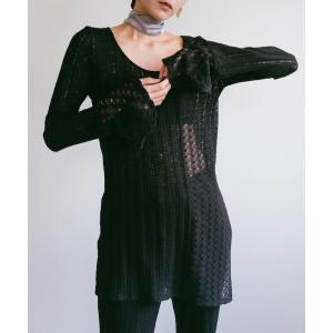 Lace Paneled Long Top レディース