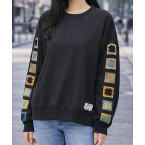 tシャツ 「MAHARA MODERN」クロシェ袖デザインプルオーバー レディース