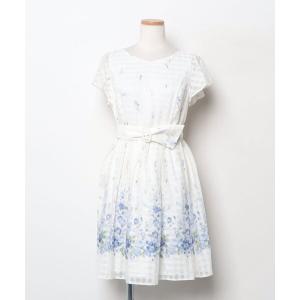 「LAISSE PASSE」 半袖ワンピース 38 ブルー レディース