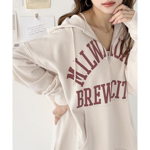 「Java」 ジップアップパーカー MEDIUM アイボリー レディース