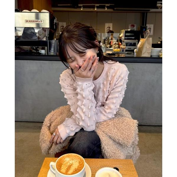 「LIAN」 ニットカーディガン FREE ピンク レディース