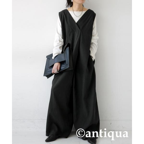 「antiqua」 オーバーオール R ブラック レディース