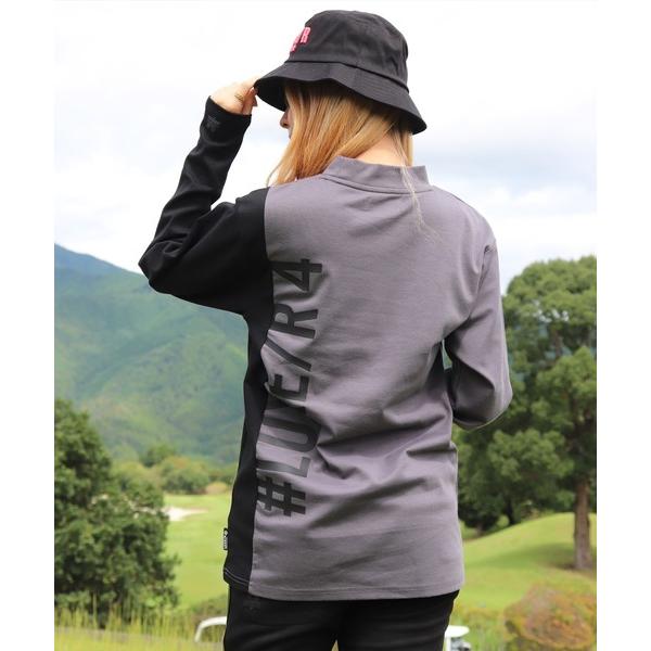 「LUXE/R GOLF」 長袖Tシャツ - チャコールグレー×ブラック メンズ