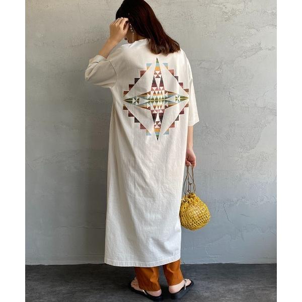 「PENDLETON」 7分袖ワンピース F ベージュ レディース