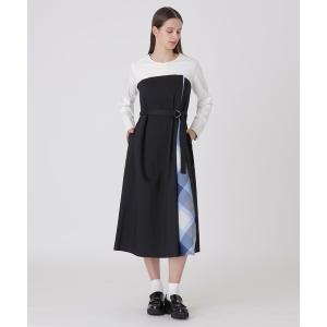 美品♡ブルーレーベルクレストブリッジ　チェック切替　ロングワンピース 38 美品✨ブルーレーベルクレストブリッジ♡ロングワンピース チェック柄