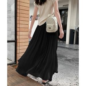 ロング スカート サテンフレアロングスカート