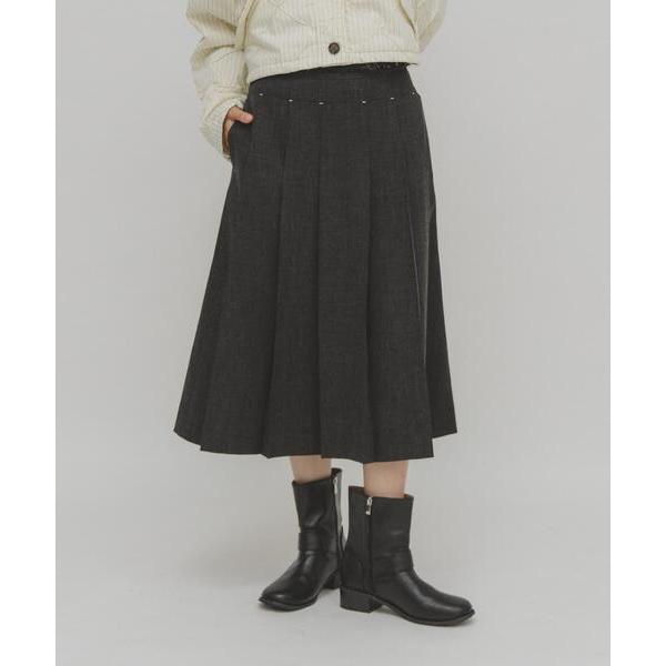「KBF」 プリーツスカート ONE チャコールグレー レディース