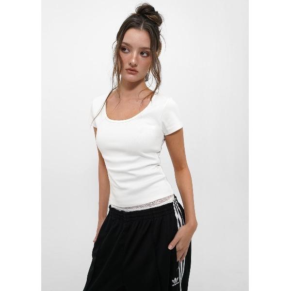 tシャツ 半袖 「B-BASIC」 テンションスタンダードスリムUネック半袖Tシャツ レディース