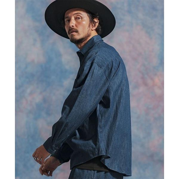 「Jih Nunc」 長袖シャツ M インディゴブルー メンズ